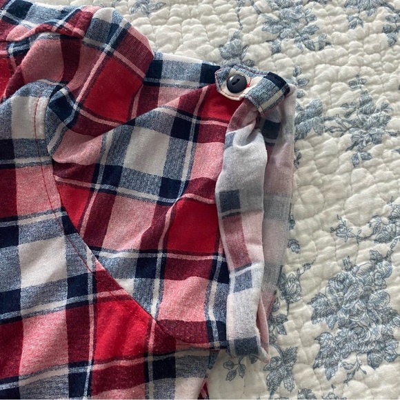 G Collection Red, White, and Blue Plaid Flannel Button Down with Front Tie - Picture 9 of 9